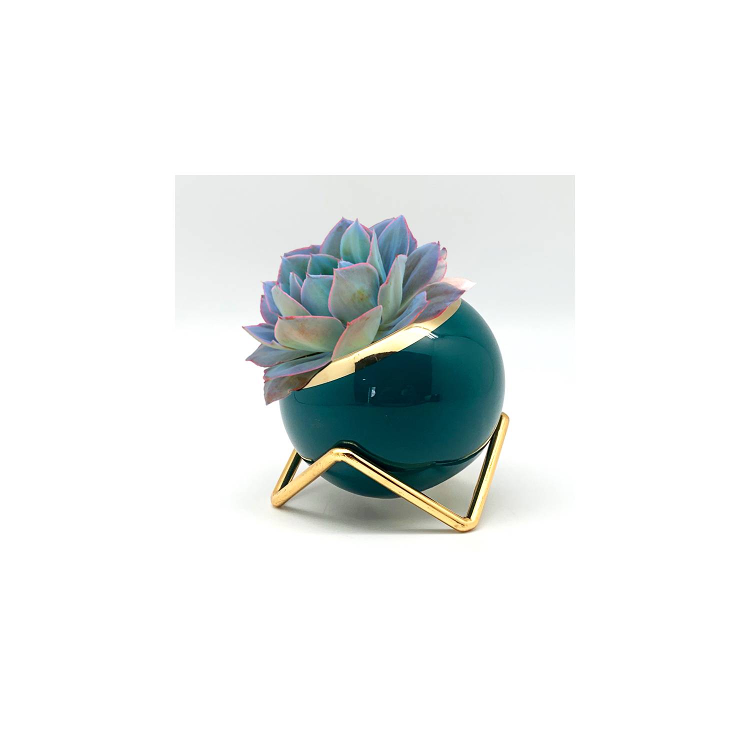 Maceta con Pedestal Dorado - Outlet