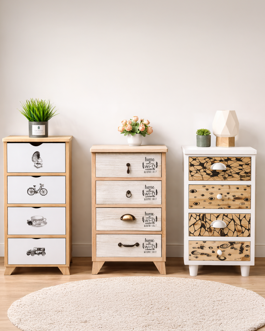 VELADOR OLIVER 100% MADERA 4 CAJONES - Imagen 8