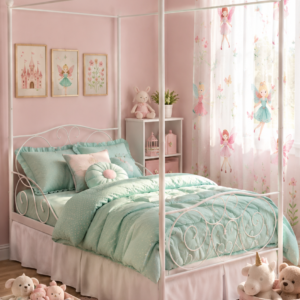 Cama Niña Princess Blanca con Dosel 1 plaza - Camas