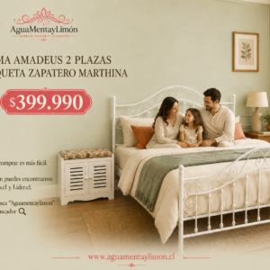 Cama Amadeus 2 Plazas + Banqueta Zapatero Marthina